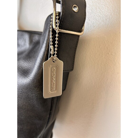 Vintage Coach Legacy Gloved Tan 9186 Black Leather Bucket Shoulder Bag Hobo Soho - Picture 4 of 10